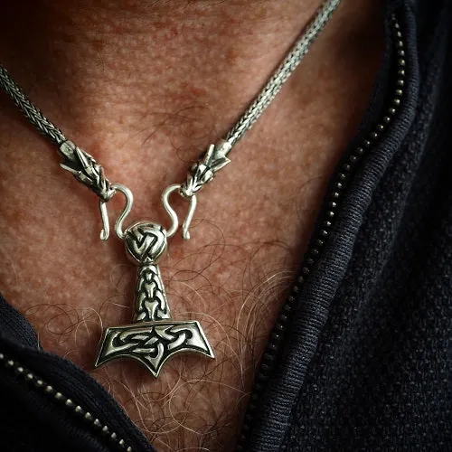 Necklaces Northan Viking Silver Wolf Head Chain Terminals 3mm Diameter