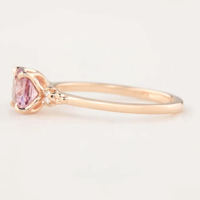 Rings Estel Ring 113ct Cushion Cut Fuchsia Pink Spinel 14k Rose Gold One of a kind Envero Jewelry