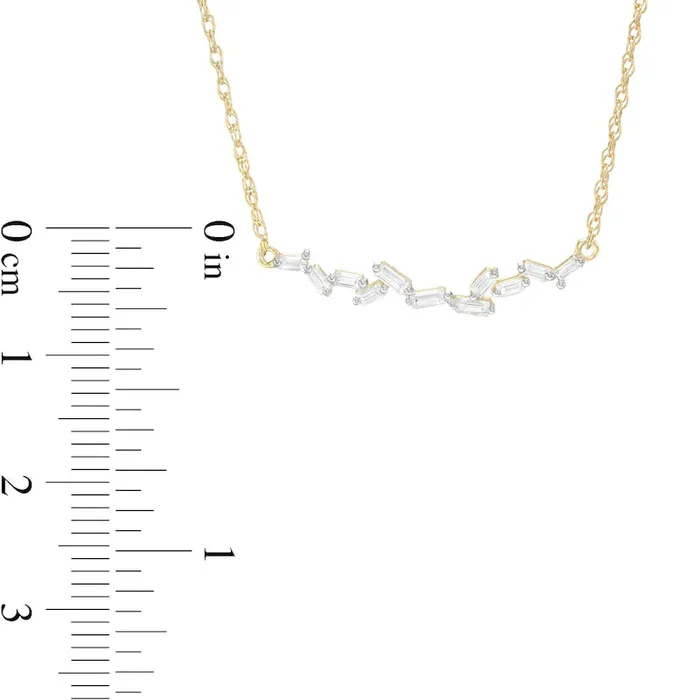 017 CT TW Baguette Natural Diamond Scatter Horizontal Bar Necklace in 10K Yellow Gold Goldia Necklaces 017 CT TW Baguette Natural Diamond Scatter Horizontal Bar Necklace in 10K Yellow Gold Goldia Necklaces