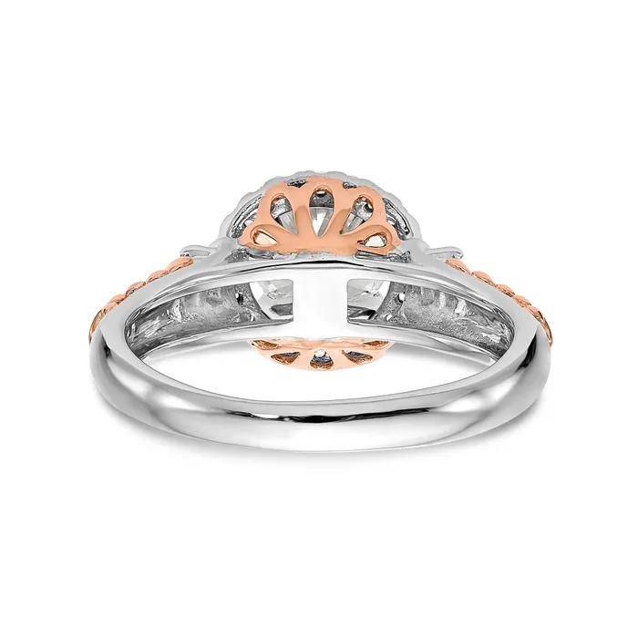 14K Two tone Peg Set Simulated Diamond Halo Engagement Ring Goldiacom Rings
