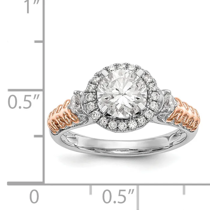14K Two tone Peg Set Simulated Diamond Halo Engagement Ring Goldiacom Rings