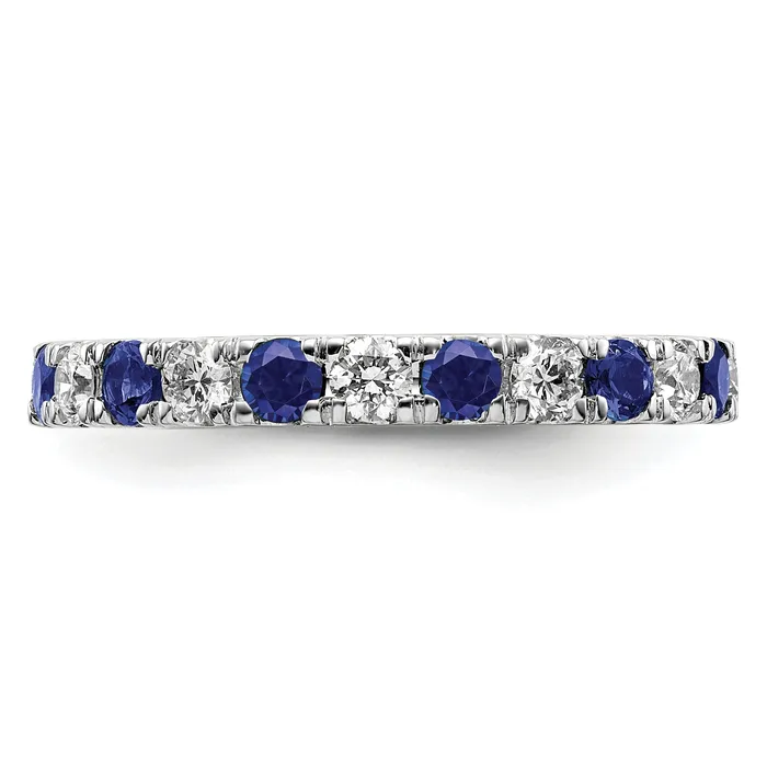 14k White Gold 34 Ct Lab Grown Diamond VSSI G and Lab Created Blue Sapphire Eternity Band Ring Goldia Rings