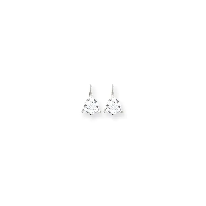 14k White Gold 7mm Trillion Cubic Zirconia Leverback Earrings Goldia Earrings