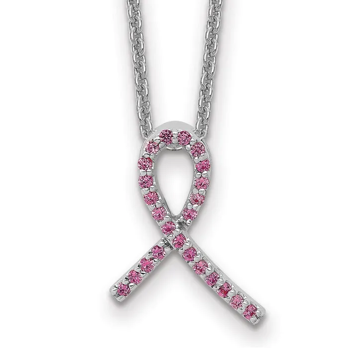 14k White Gold Awareness Pink Sapphire Necklace Goldia Necklaces