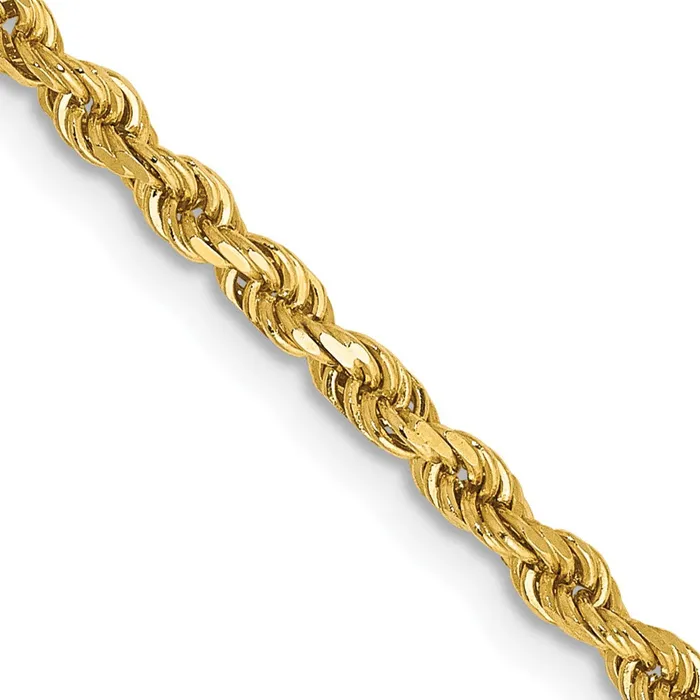 14K Yellow Gold 18 inch 25mm Semi Solid Diamondcut Rope with Lobster Clasp Chain Necklace MDS Necklaces 14K Yellow Gold 18 inch 25mm Semi Solid Diamondcut Rope with Lobster Clasp Chain Necklace MDS Necklaces
