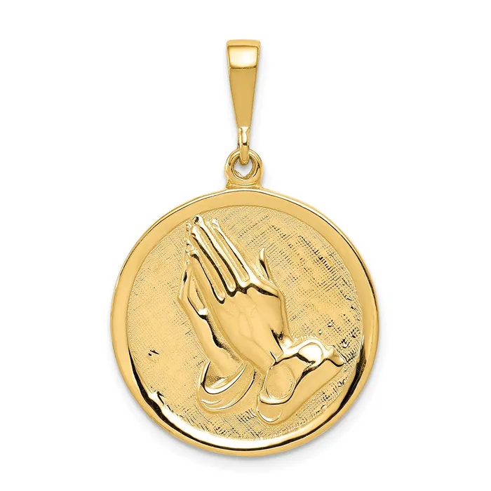 14k Yellow Gold Praying Hands and Serenity Prayer Pendant Goldia Necklaces 14k Yellow Gold Praying Hands and Serenity Prayer Pendant Goldia Necklaces