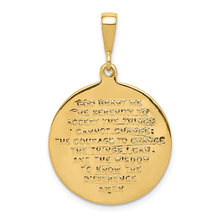 14k Yellow Gold Praying Hands and Serenity Prayer Pendant Goldia Necklaces