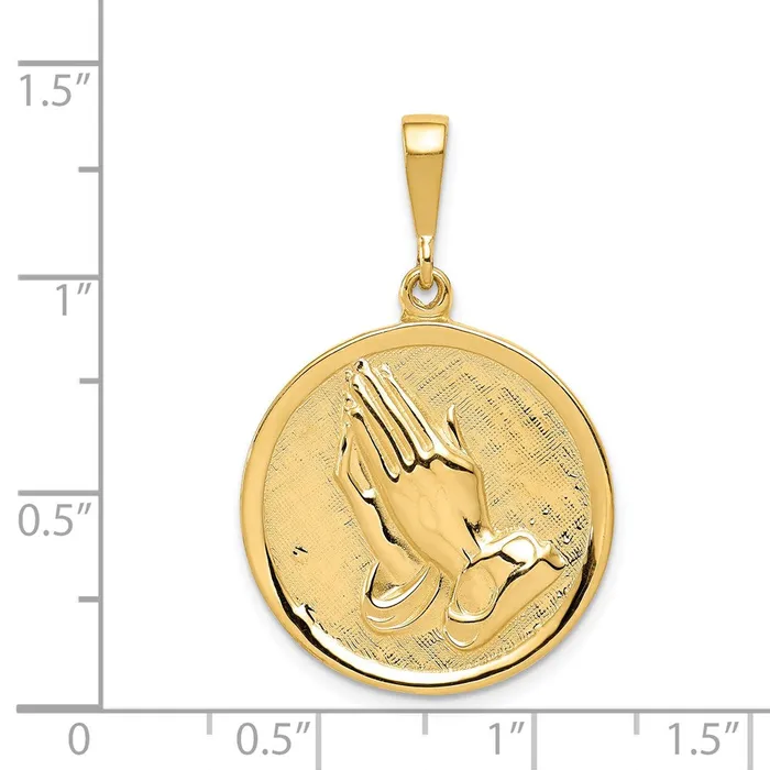 14k Yellow Gold Praying Hands and Serenity Prayer Pendant Goldia Necklaces