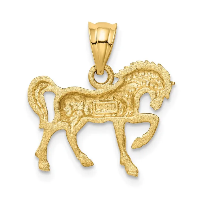 14k Yellow Gold Satin Diamondcut Horse Pendant Goldia Necklaces