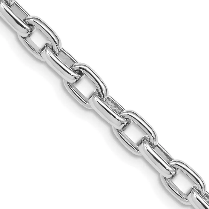 Bracelets MDS Solid 14K White Gold 9 inch 5mm Hand Polished Fancy Link with Lobster Clasp Chain Bracelet