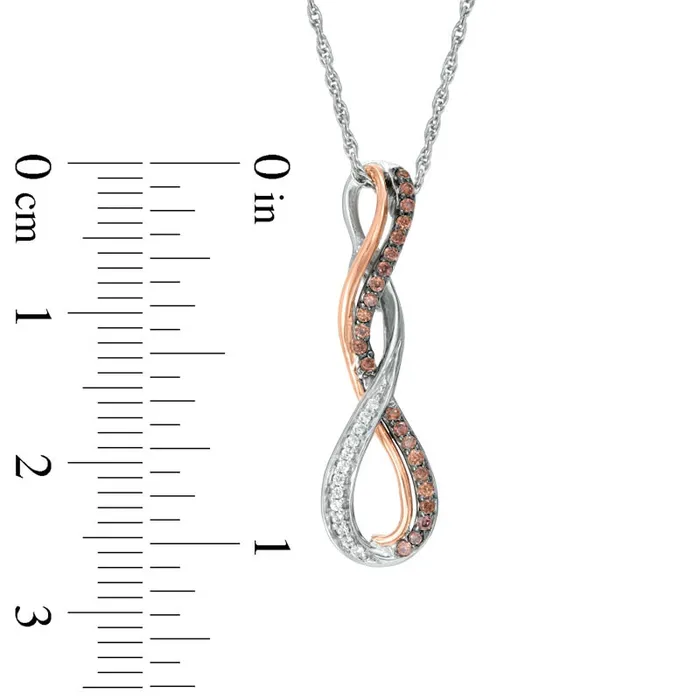 Goldia 017 CT TW Champagne and White Natural Diamond Cascading Infinity Pendant in Sterling Silver and 10K Rose Gold Necklaces Goldia 017 CT TW Champagne and White Natural Diamond Cascading Infinity Pendant in Sterling Silver and 10K Rose Gold Necklaces