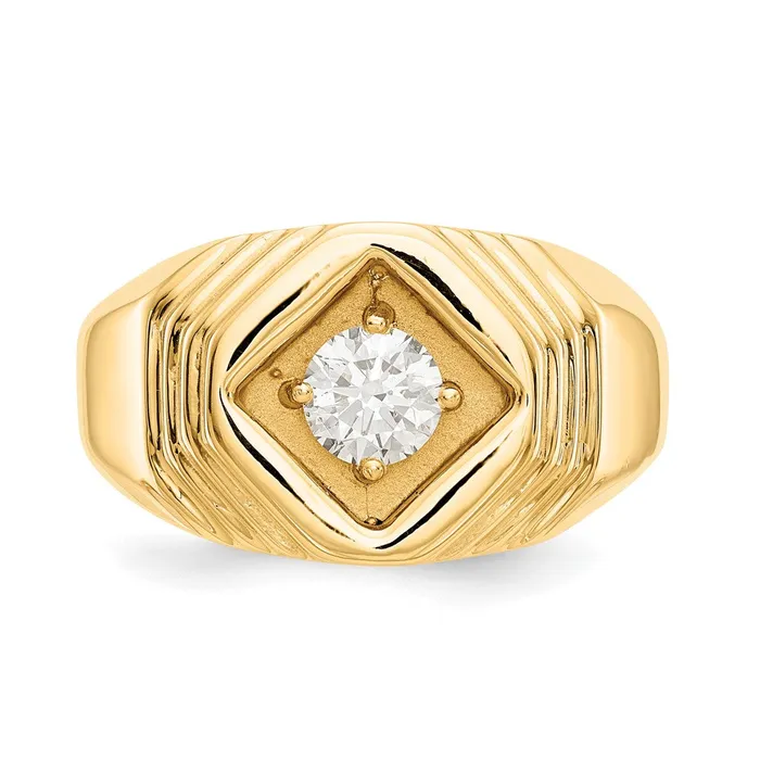 Goldiacom Rings 14K Yellow Gold Real Diamond Mens Band