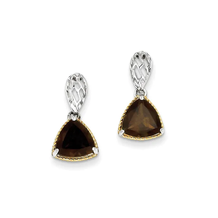Goldia Earrings Sterling Silver w Flash Goldplate Accent Smoky Quartz Earrings Goldia Earrings Sterling Silver w Flash Goldplate Accent Smoky Quartz Earrings