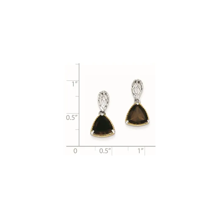 Goldia Earrings Sterling Silver w Flash Goldplate Accent Smoky Quartz Earrings