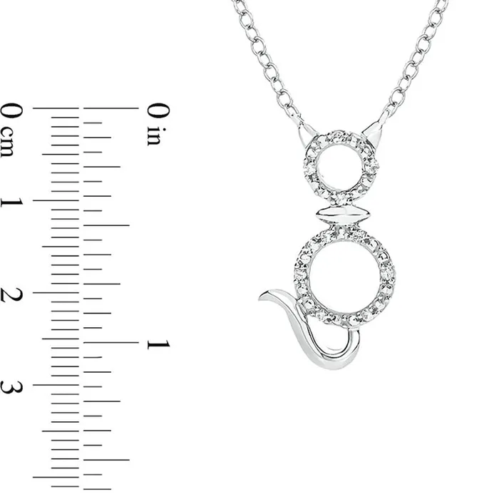 Goldia Natural Diamond Accent Cat Outline Necklace in Sterling Silver Necklaces Goldia Natural Diamond Accent Cat Outline Necklace in Sterling Silver Necklaces