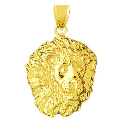 Goldia Necklaces 14K Gold 35MM Lion Head Pendant