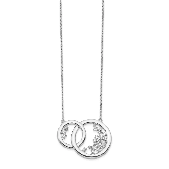 Goldia Necklaces 14k White Gold 34 Ct Lab Grown Diamond VSSI G 1775 inch Interlocking Circle Necklace