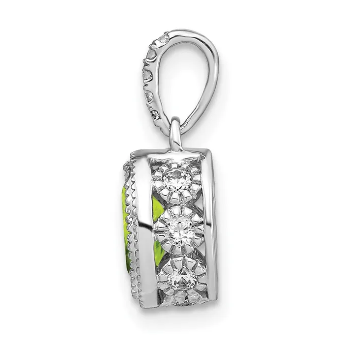 Goldia Necklaces 14k White Gold Oval Peridot and Real Diamond Pendant