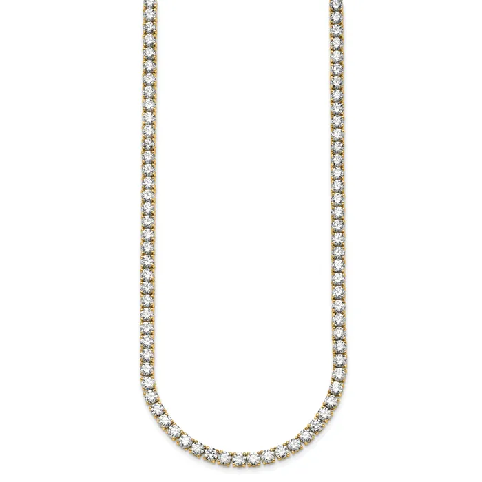 Goldia Necklaces 14k Yellow Gold 27 14 Ct Lab Grown Diamond VSSI G Round 18 inch Straight Tennis Necklace