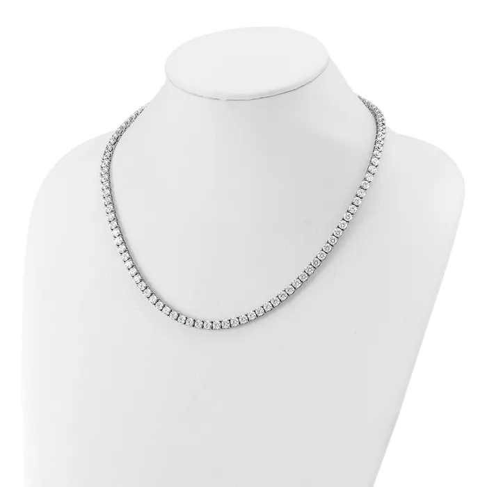 Goldia Necklaces 14k Yellow Gold 27 14 Ct Lab Grown Diamond VSSI G Round 18 inch Straight Tennis Necklace