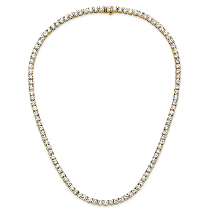 Goldia Necklaces 14k Yellow Gold 27 14 Ct Lab Grown Diamond VSSI G Round 18 inch Straight Tennis Necklace