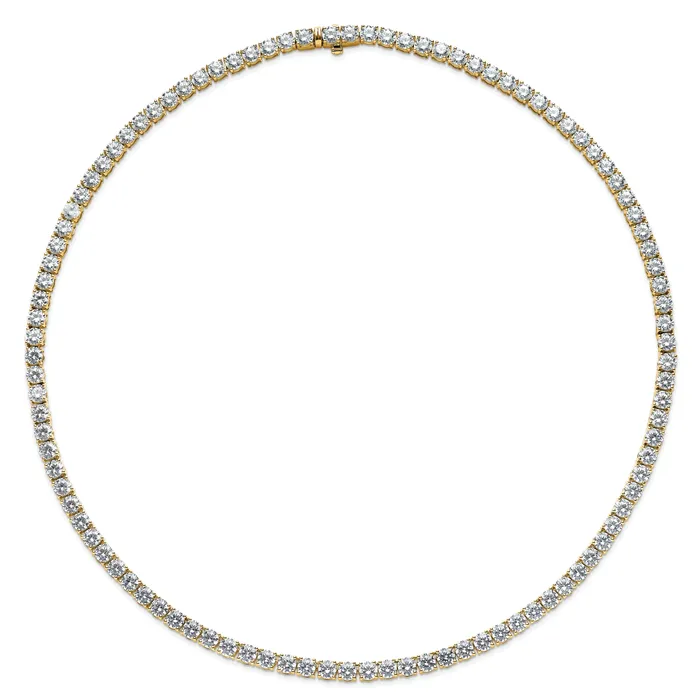Goldia Necklaces 14k Yellow Gold 27 14 Ct Lab Grown Diamond VSSI G Round 18 inch Straight Tennis Necklace