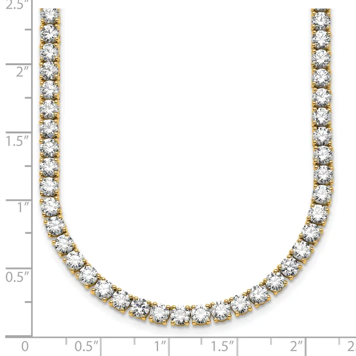 Goldia Necklaces 14k Yellow Gold 27 14 Ct Lab Grown Diamond VSSI G Round 18 inch Straight Tennis Necklace