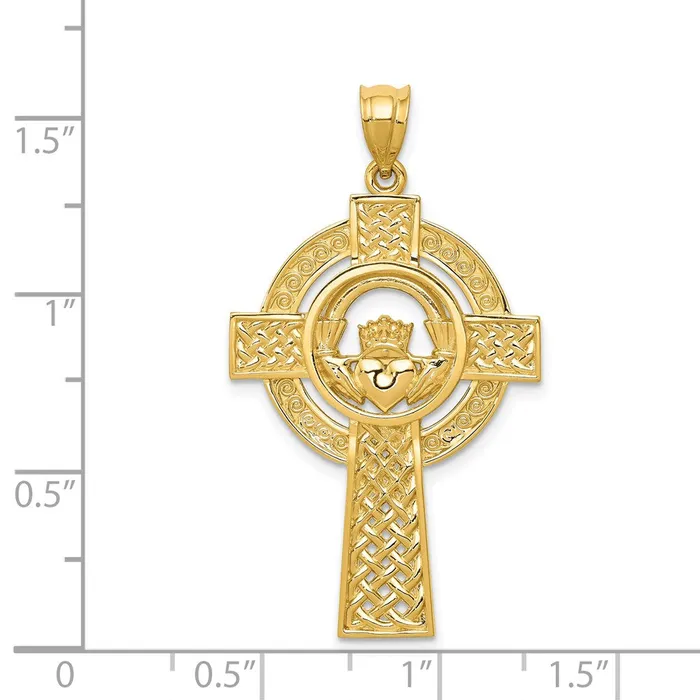 Goldia Necklaces 14k Yellow Gold Celtic Claddagh Cross Pendant