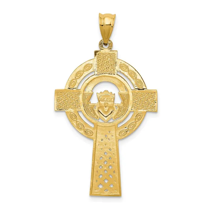 Goldia Necklaces 14k Yellow Gold Celtic Claddagh Cross Pendant
