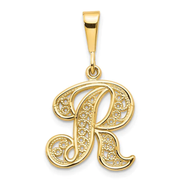 Goldia Necklaces 14k Yellow GoldY Polished Script Filigree Letter R Initial Pendant Goldia Necklaces 14k Yellow GoldY Polished Script Filigree Letter R Initial Pendant