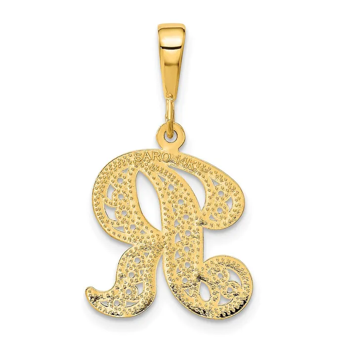 Goldia Necklaces 14k Yellow GoldY Polished Script Filigree Letter R Initial Pendant