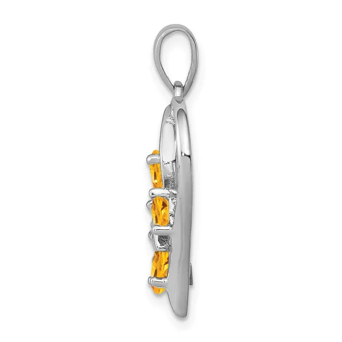Goldia Necklaces Sterling Silver Rhodium Citrine u0026 Diamond Butterfly Heart Pendant