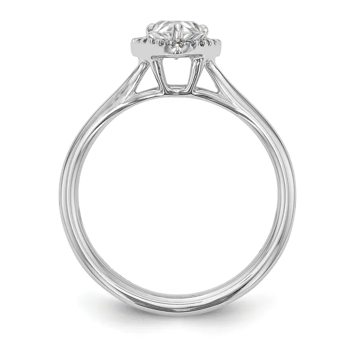 Goldia Rings 100ct CZ Solid Real 14K White Gold Pear Halo Split Shank Engagement Ring