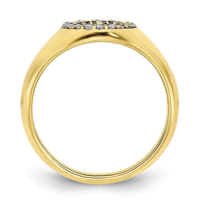 Goldia Rings 10K Yellow Gold Large Real Diamond Oval Classic Monogram Signet Ring