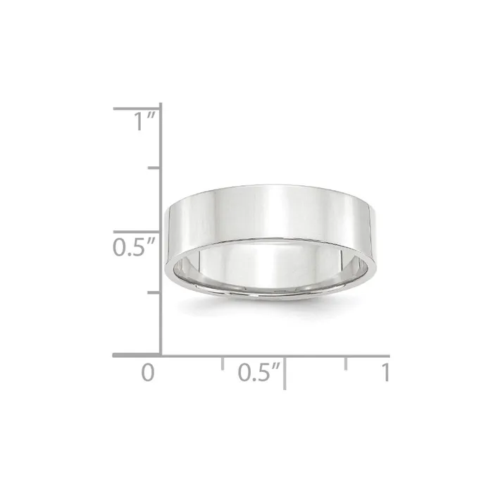 Goldia Rings Solid 10K White Gold 6mm Light Weight Flat MensWomens Wedding Band Ring Size 85