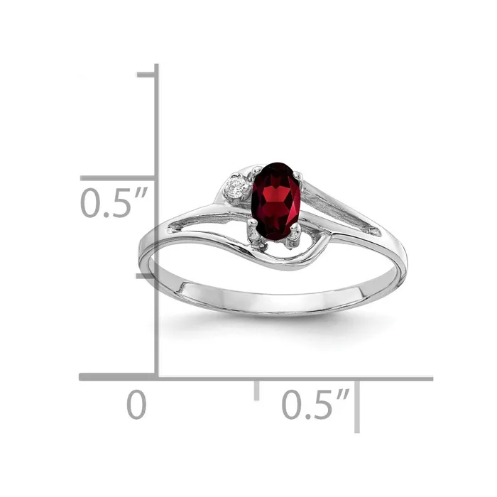 Goldia Rings Solid 14k White Gold 5x3mm Oval Simulated Garnet A CZ Ring