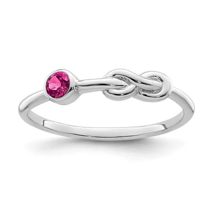 Goldia Rings Sterling Silver Rhodiumplated Polished Infinity Pink Tourmaline Ring