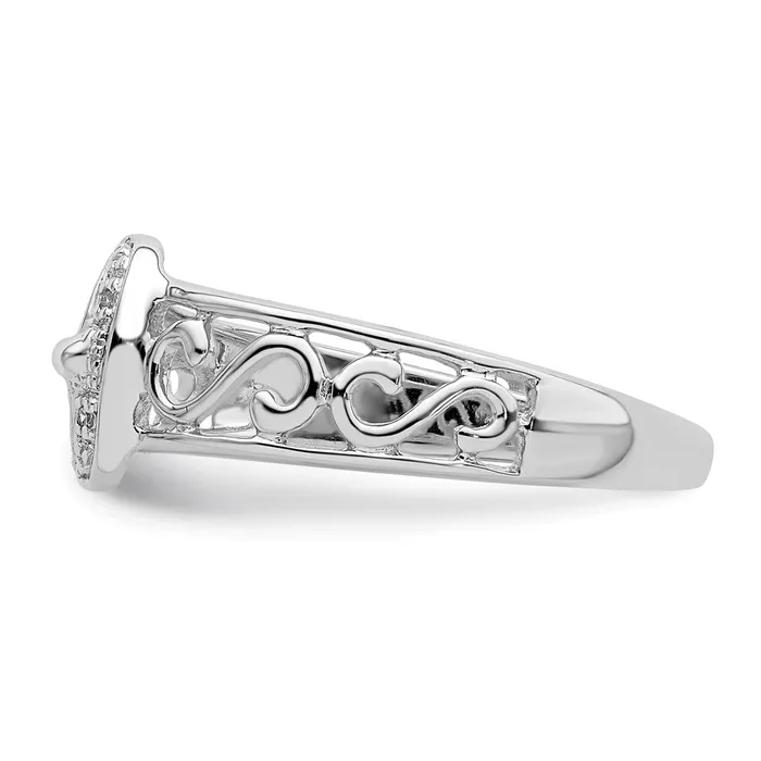 Goldia Sterling Silver Rhodium Plated Diamond Buckle Ring Rings