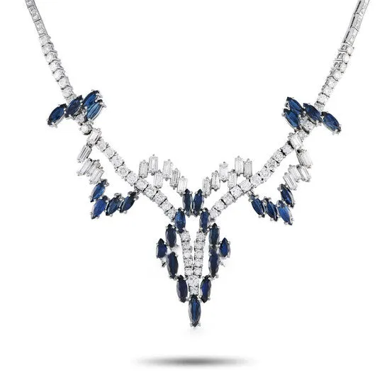 JMS always Necklaces Original PreOwned LB Exclusive 18K White Gold 1065ct Diamond and Blue Sapphire Necklace MF16 031524 JMS always Necklaces Original PreOwned LB Exclusive 18K White Gold 1065ct Diamond and Blue Sapphire Necklace MF16 031524