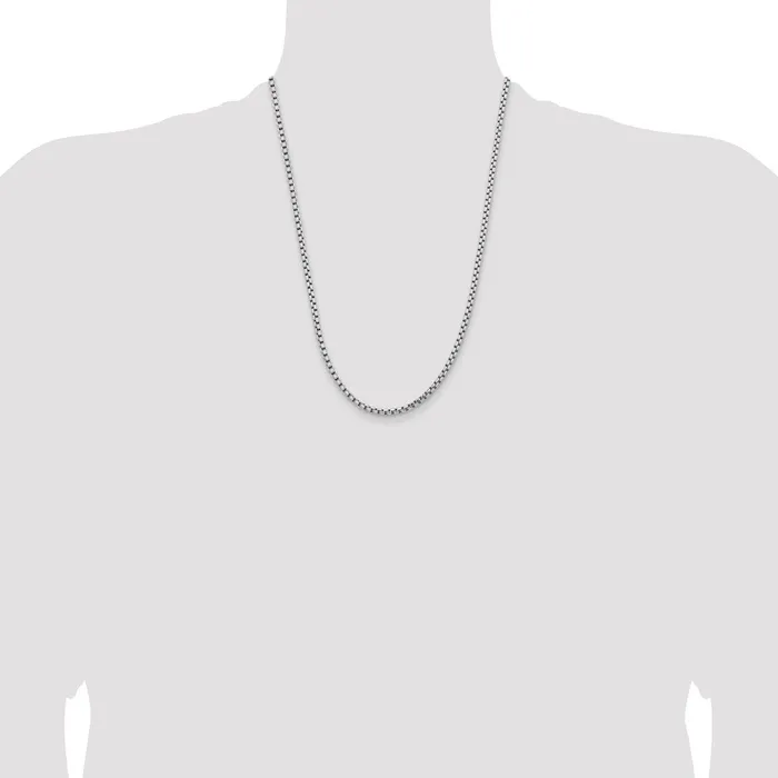 MDS Necklaces 14K White Gold 24 inch 36mm SemiSolid Round Box with Lobster Clasp Chain Necklace MDS Necklaces 14K White Gold 24 inch 36mm SemiSolid Round Box with Lobster Clasp Chain Necklace