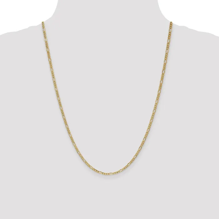 MDS Necklaces 14K Yellow Gold 24 inch 25mm SemiSolid Figaro with Lobster Clasp Chain Necklace MDS Necklaces 14K Yellow Gold 24 inch 25mm SemiSolid Figaro with Lobster Clasp Chain Necklace
