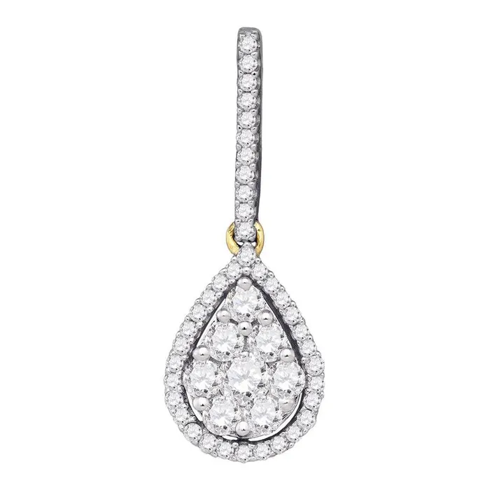 Necklaces gndatlanta 10k Yellow Gold Round Diamond Teardrop Cluster Pendant 34 Cttw Necklaces gndatlanta 10k Yellow Gold Round Diamond Teardrop Cluster Pendant 34 Cttw
