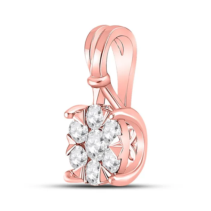 Necklaces gndatlanta 14k Rose Gold Round Diamond Flower Cluster Pendant 13 Cttw