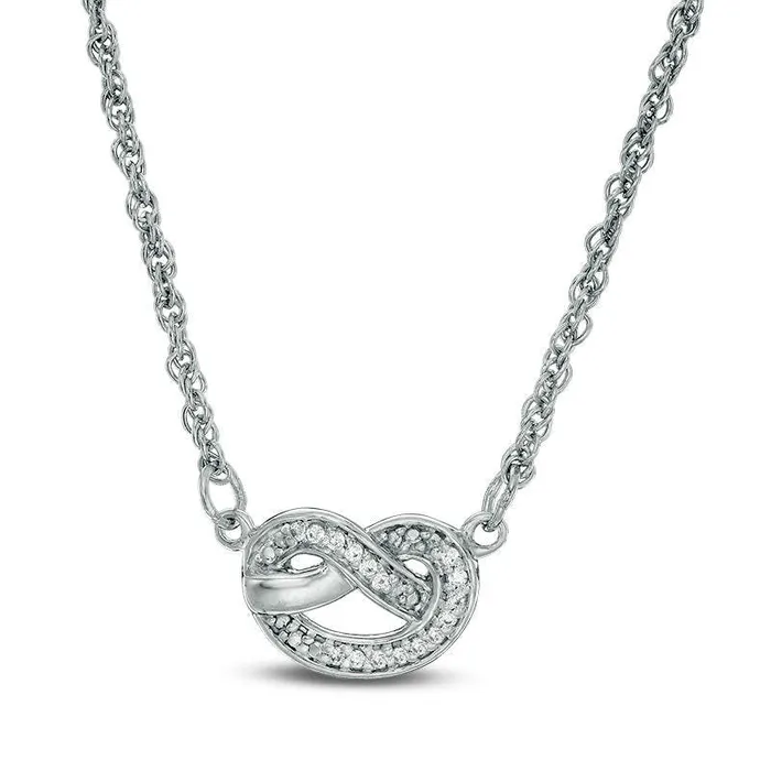 Necklaces Goldia 005 CT TW Natural Diamond Love Knot Pretzel Necklace in Sterling Silver 175 Necklaces Goldia 005 CT TW Natural Diamond Love Knot Pretzel Necklace in Sterling Silver 175