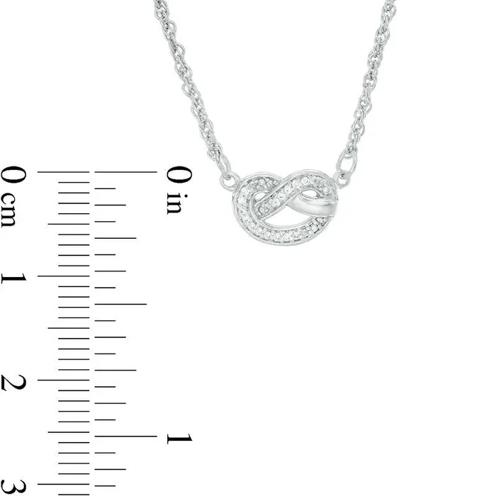 Necklaces Goldia 005 CT TW Natural Diamond Love Knot Pretzel Necklace in Sterling Silver 175 Necklaces Goldia 005 CT TW Natural Diamond Love Knot Pretzel Necklace in Sterling Silver 175