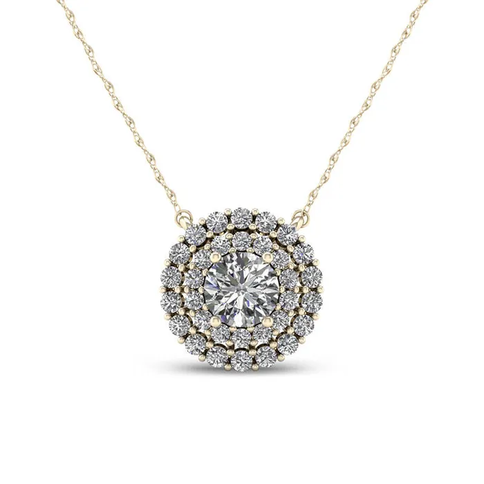 Necklaces Goldia 05 CT TW Natural Diamond Double Frame Necklace in 10K Yellow Gold Necklaces Goldia 05 CT TW Natural Diamond Double Frame Necklace in 10K Yellow Gold