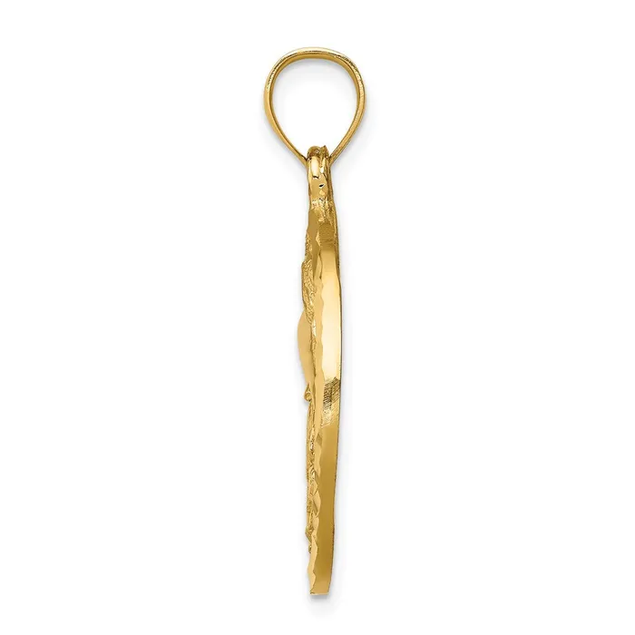 Necklaces Goldia 14k Yellow Gold Diamondcut Dolphin and Shells Circle Pendant