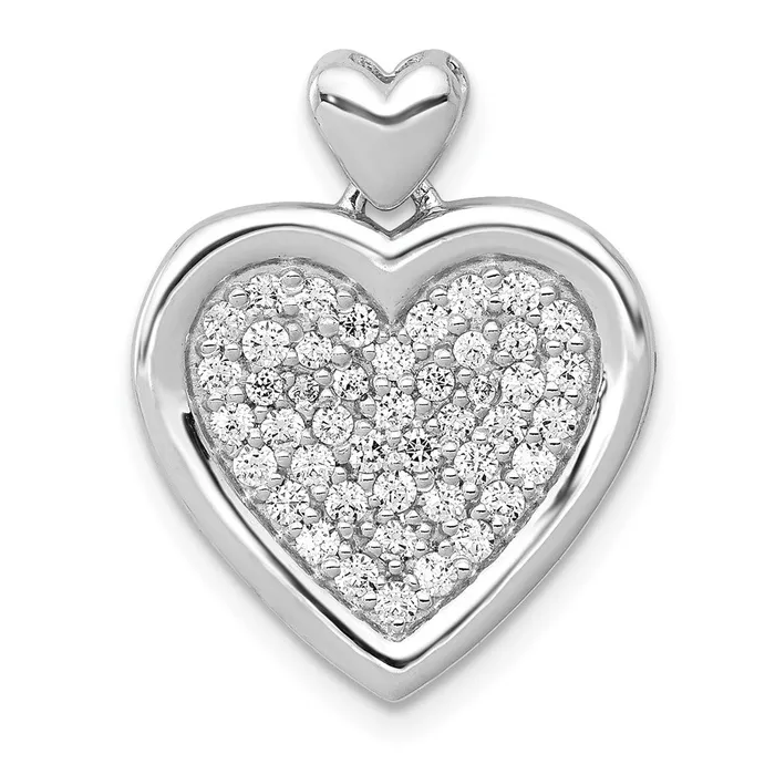 Necklaces Goldia Solid 14k White Gold 12ct Simulated CZ Fancy Heart w Bail Pendant Necklaces Goldia Solid 14k White Gold 12ct Simulated CZ Fancy Heart w Bail Pendant