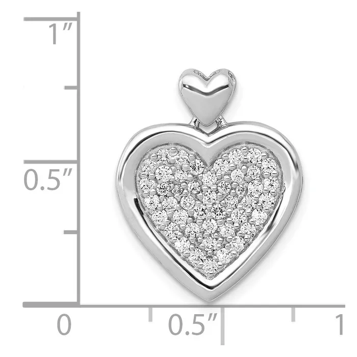 Necklaces Goldia Solid 14k White Gold 12ct Simulated CZ Fancy Heart w Bail Pendant