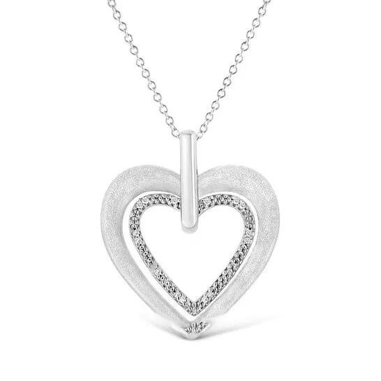 Necklaces JMS always Original Haus of Brilliance 925 Sterling Silver ProngSet Diamond Accent Double Heart 18 Pendant Necklace IJ Color I1I2 Clarity Necklaces JMS always Original Haus of Brilliance 925 Sterling Silver ProngSet Diamond Accent Double Heart 18 Pendant Necklace IJ Color I1I2 Clarity